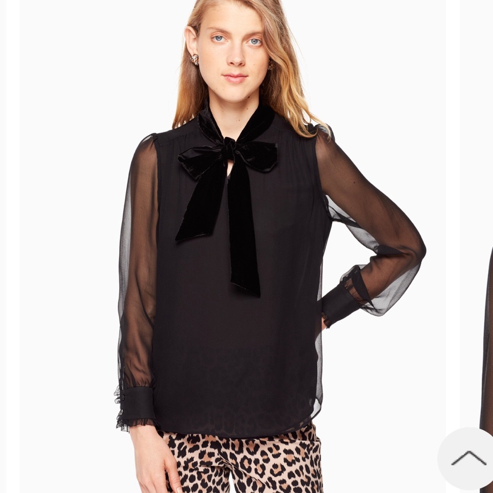 Kate Spade Mixed Velvet Chiffon Top NWT